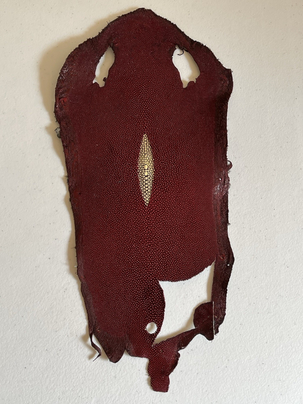 Genuine Stingray Shagreen Leather Hide Merlot Wine Red Craft Scrap 15x7 Pearl